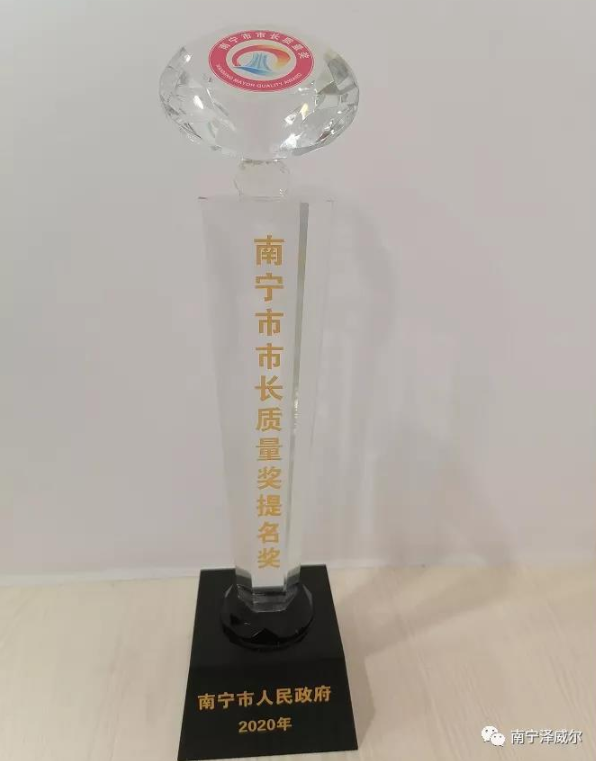 熱烈祝賀澤威爾榮獲“南寧市市長(zhǎng)質(zhì)量獎(jiǎng)提名獎(jiǎng)”榮譽(yù)稱號(hào)